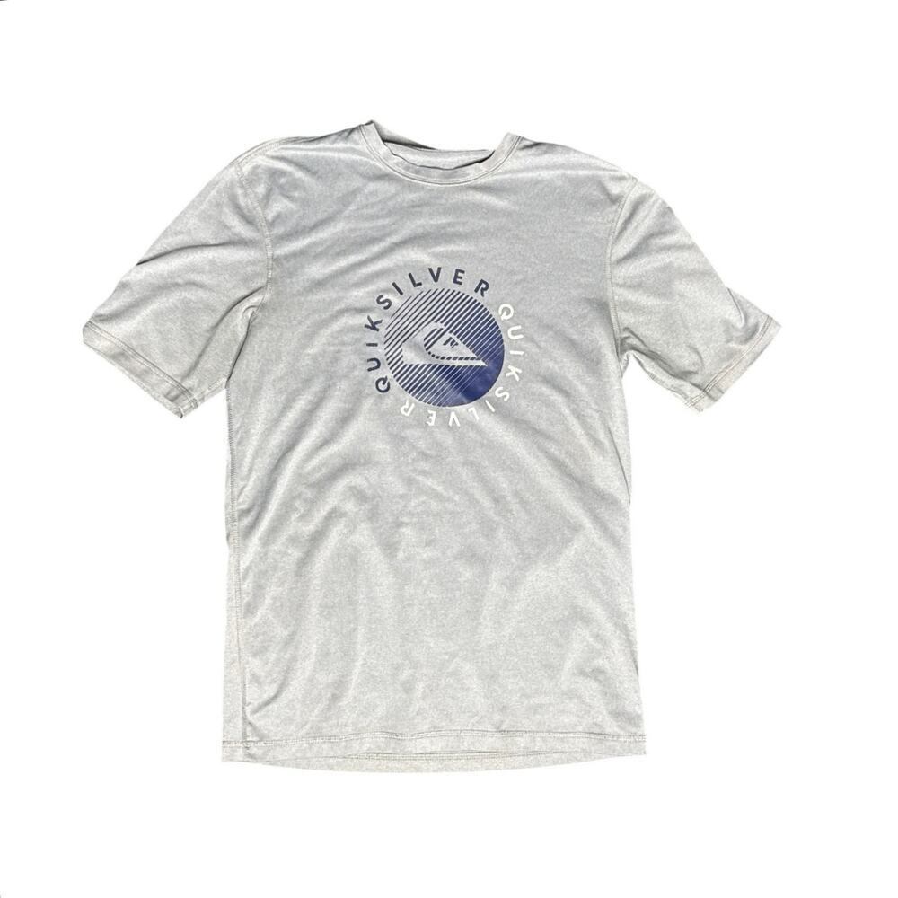 Quiksilver Boys Medium Gray Surf Logo Graphic Tee Shirt Youth Size 12